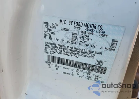 2008 Mercury Mariner z USA, uszkodzony, nr VIN 4M2CU91108KJ11347